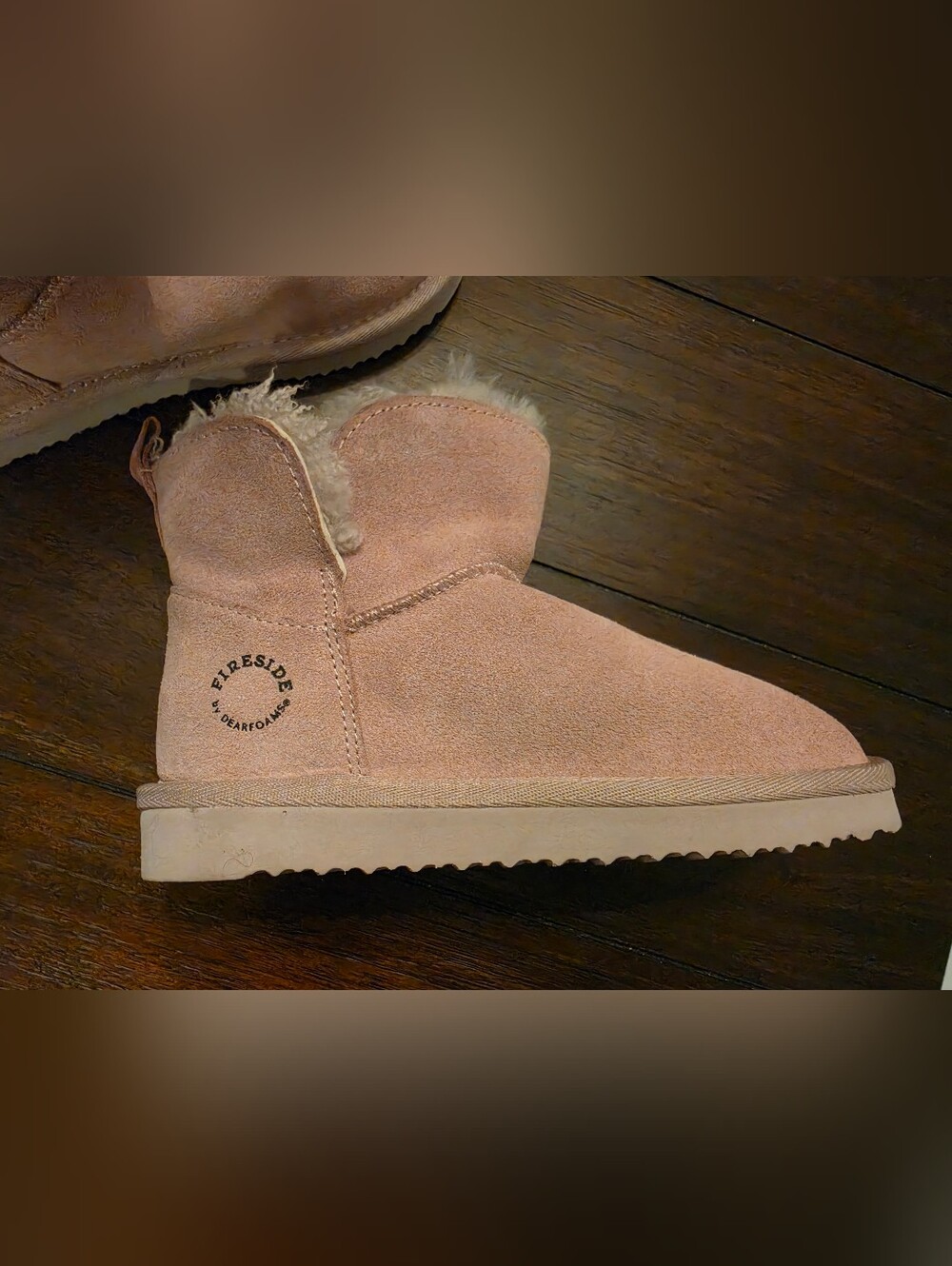 Shearling-Lined Girls' Ankle Boot in Light Pink